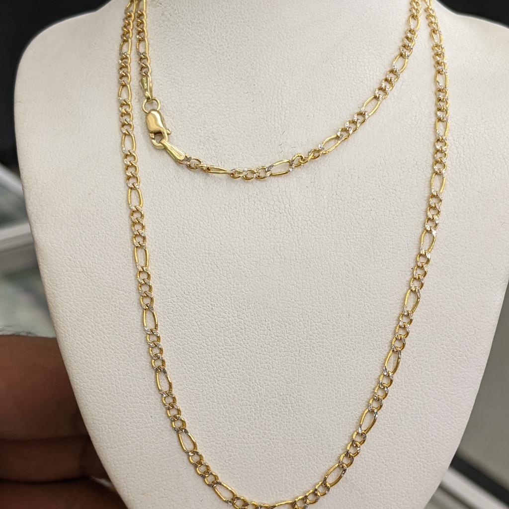 10kt Real Gold Figaro Diamond Cut Chain 2.5mm 22 Inch